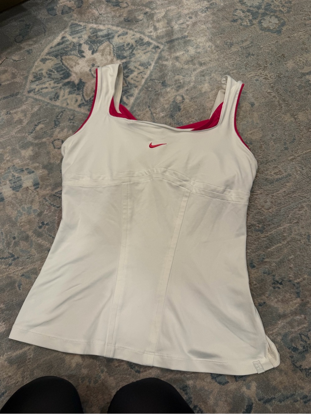 Nike White Tank Top with Pink Trim - Picture 2 of 5